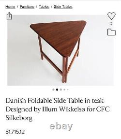 Pair of Vintage Authentic Danish Mid Century Modern Triangle Folding Side Tables