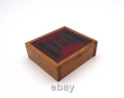 Rare MID Century Danish Modern Teak Abstract Enamel Jewelry Box Bunge Schibensky