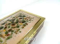 Rare Vintage MID Century Danish Modern Teak Abstract Enamel Jewelry Box Case