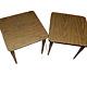 Set Of 2 Mid Century Danish Modern Square Formica Woodgrain Stacking Nest Tables