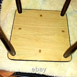 Set of 2 Mid Century Danish Modern Square Formica Woodgrain Stacking Nest Tables