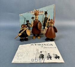 Set of Three Mid-Century Danish Vikings Figures with Box by Jacob Jensen