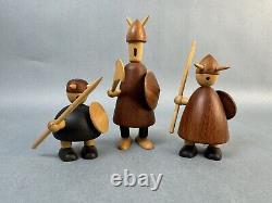 Set of Three Mid-Century Danish Vikings Figures with Box by Jacob Jensen