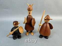 Set of Three Mid-Century Danish Vikings Figures with Box by Jacob Jensen