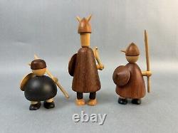 Set of Three Mid-Century Danish Vikings Figures with Box by Jacob Jensen