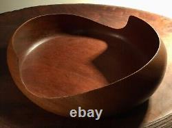Siamese Teak Large Biomorphic Serving Bowl Modern Form Turned Wood