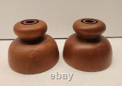 TELL CITY CHAIR COMPANY Mid Century Large Wood CANDLE HOLDERS 3129 Danish Modern