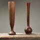 Two Mid Century Danish Hand Turned Wood Candle Holders/vessels