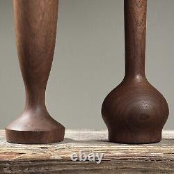Two Mid Century Danish Hand Turned Wood Candle Holders/Vessels