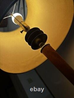 Vintage Danish Mid Century Modern Atomic Teak Wood Brass Table Lamp 60s