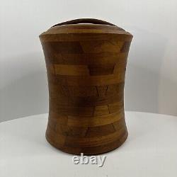 Vintage Danish Modern Mid Century Staved Teak Large Wooden Ice Bucket