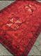 Vintage Danish Original Rya Wool Rug Mcm Mid Century Modern Red B53 L78