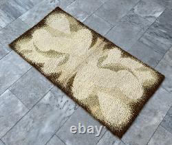 Vintage Desso Scandinavian Mid Century Danish Rya Polish Shaggy Rug 135 x 69 cm