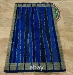 Vintage Handmade Mid Century 1960 Scandinvian Danish Rya Shaggy Rug 176 x 105 cm