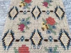 Vintage Handmade Mid Century 1960 Scandinvian Danish Rya Shaggy Rug 93 x 56 cm