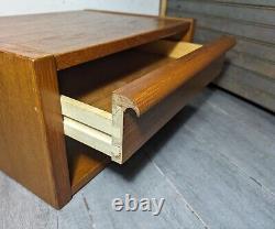 Vintage Mid Century Danish Modern Teak Wood Desk Top Organizer w Drawer