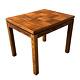 Vintage Mid Century Modern Danish Style Parquet Checkered Oiled Wood Side Table