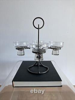 Vintage Mid Century Scandi Modern Danish Iron & Glass Candle Holder Candelabra