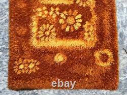 Vintage Scandinvian Mid Century Danish Bergoss Rya Rug Polish Rug 140 x 71 cm