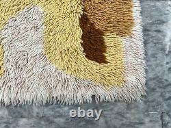 Vintage Scandinvian Mid Century Danish Rya Rug Polish Rug Shaggy Rug 108 x 55 cm