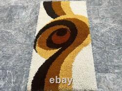 Vintage Scandinvian Mid Century Danish Rya Rug Polish Rug Shaggy Rug 113 x 63 cm