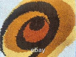 Vintage Scandinvian Mid Century Danish Rya Rug Polish Rug Shaggy Rug 113 x 63 cm