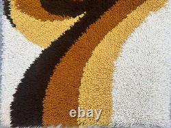 Vintage Scandinvian Mid Century Danish Rya Rug Polish Rug Shaggy Rug 113 x 63 cm