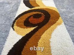 Vintage Scandinvian Mid Century Danish Rya Rug Polish Rug Shaggy Rug 113 x 63 cm