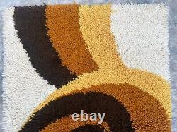 Vintage Scandinvian Mid Century Danish Rya Rug Polish Rug Shaggy Rug 113 x 63 cm