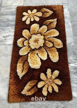 Vintage Scandinvian Mid Century Danish Rya Rug Polish Rug Shaggy Rug 114 x 60 cm