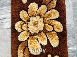 Vintage Scandinvian Mid Century Danish Rya Rug Polish Rug Shaggy Rug 114 x 60 cm