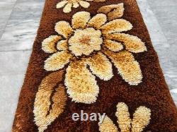 Vintage Scandinvian Mid Century Danish Rya Rug Polish Rug Shaggy Rug 114 x 60 cm