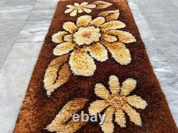 Vintage Scandinvian Mid Century Danish Rya Rug Polish Rug Shaggy Rug 114 x 60 cm