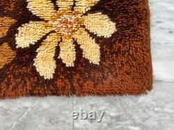 Vintage Scandinvian Mid Century Danish Rya Rug Polish Rug Shaggy Rug 114 x 60 cm