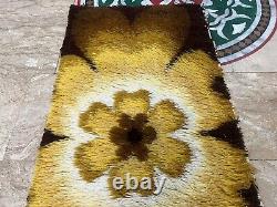 Vintage Scandinvian Mid Century Danish Rya Rug Polish Rug Shaggy Rug 115 x 60 cm