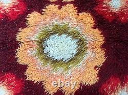 Vintage Scandinvian Mid Century Danish Rya Rug Polish Rug Shaggy Rug 118 x 60 cm