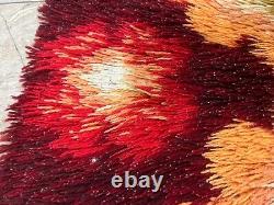 Vintage Scandinvian Mid Century Danish Rya Rug Polish Rug Shaggy Rug 118 x 60 cm