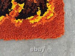 Vintage Scandinvian Mid Century Danish Rya Rug Polish Rug Shaggy Rug 131 x 67 cm