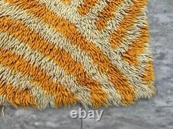 Vintage Scandinvian Mid Century Danish Rya Rug Polish Rug Shaggy Rug 149 x 79 cm