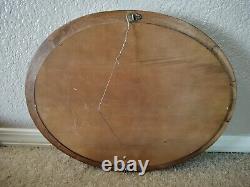 Vintage Small Oval Danish Mid Century Modern Teak Wood Mirror