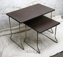 Vintage Wooden Nesting Side Tables Danish Modern style Mid Century 2 pieces