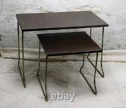 Vintage Wooden Nesting Side Tables Danish Modern style Mid Century 2 pieces