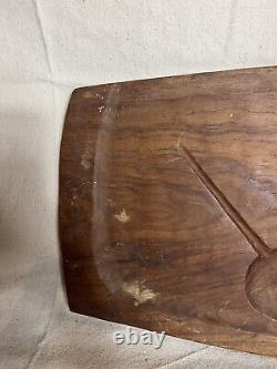 Vtg 60's Denmark Teak Platter Cutting Carving Board Danish Mid Century Engraved