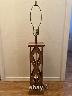 Vtg Danish Mid Century Modern Sculpted Wood Classic Style Lamp