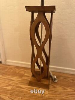 Vtg Danish Mid Century Modern Sculpted Wood Classic Style Lamp