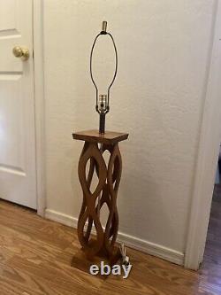 Vtg Danish Mid Century Modern Sculpted Wood Classic Style Lamp