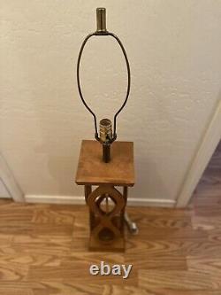 Vtg Danish Mid Century Modern Sculpted Wood Classic Style Lamp