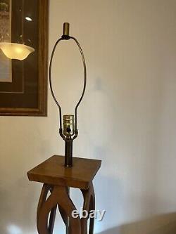 Vtg Danish Mid Century Modern Sculpted Wood Classic Style Lamp