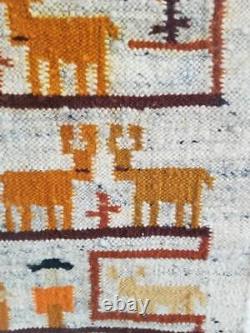 Vtg Mid-Century Modern Danish Wool Rug Tapestry Fiber Art Danmark Scandinavian