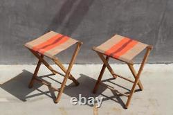 Vtg Pair Danish Modern Folding Stools Camping Lifestyle Vintage Vibes Alert